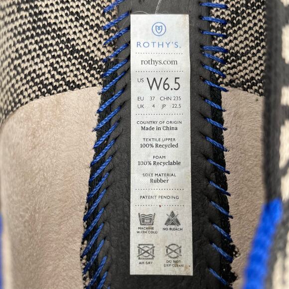 Rothy’s The Flat in Black Zebra Neutral Tapue Tan Printed Sustainable Flats 6.5 - Picture 13 of 15